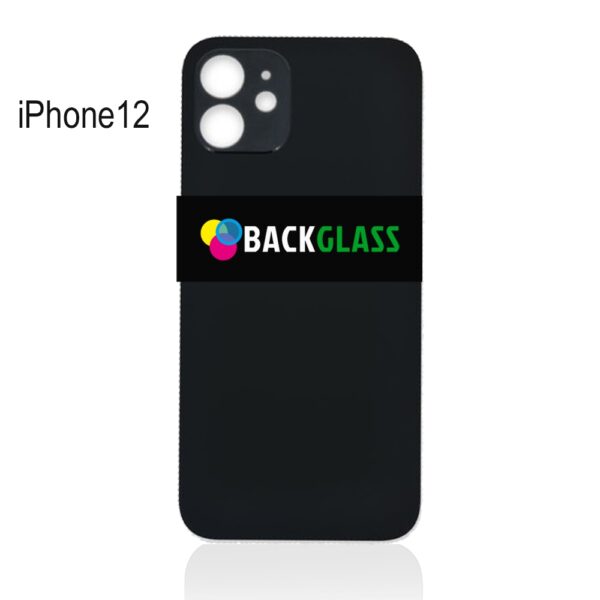 iPhone 12 Back Glass (Large Camera Hole) (Black)