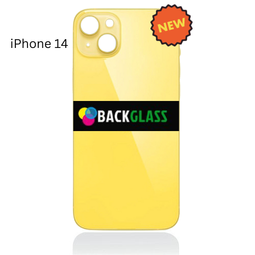 iPhone 14 Back Glass With Metal Plate (Large Camera Hole) (Yellow)