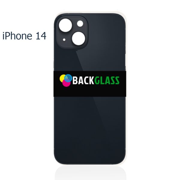 iPhone 14 Back Glass With Metal Plate (Large Camera Hole) (Black)