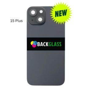 iPhone 15 Plus Back Glass With Metal Plate (Black)