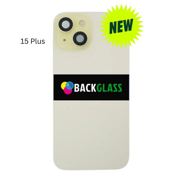 iPhone 15 Plus Back Glass With Metal Plate (Yellow)