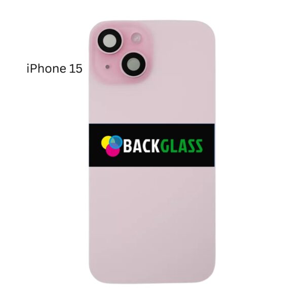 iPhone 15 Back Glass With Metal Plate (Pink)