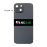 iPhone 15 Back Glass With Metal Plate (Black)