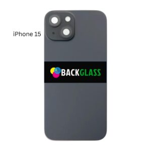 iPhone 15 Back Glass With Metal Plate (Black)