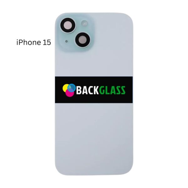 iPhone 15 Back Glass With Metal Plate (Blue)