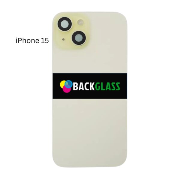 iPhone 15 Back Glass With Metal Plate (Yellow)